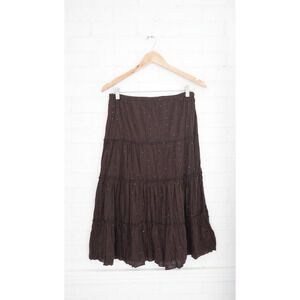 Copper Key Brown Tiered Skirt - Size Small
